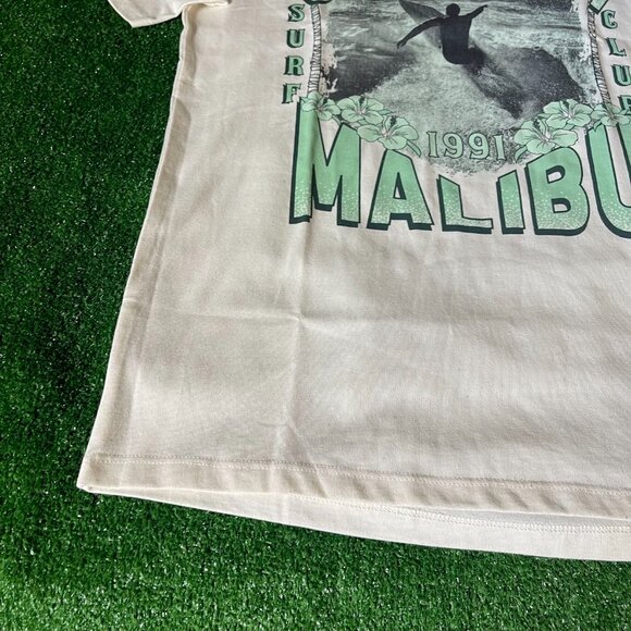 Recycled Threads Malibu California 1991 Surf Club Beige SS T-Shirt Size S NEW - Picture 6 of 15